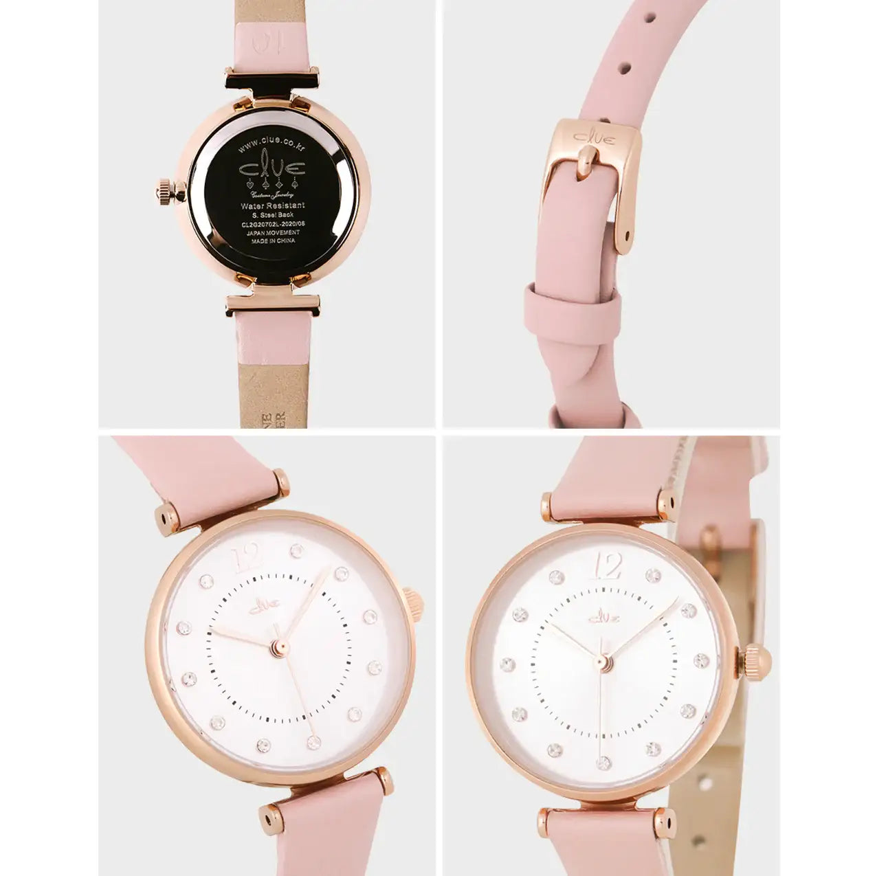 CLUE - Cubic Circle Pink Leather Watch - CLUE - Watches - Harumio