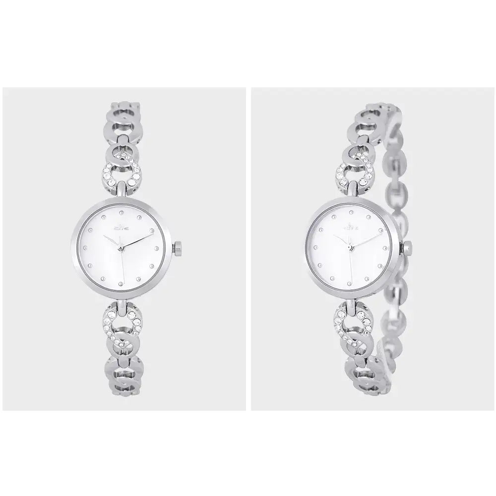 CLUE - Lovely White Link Silver Metal Watch - CLUE - Watches - Harumio