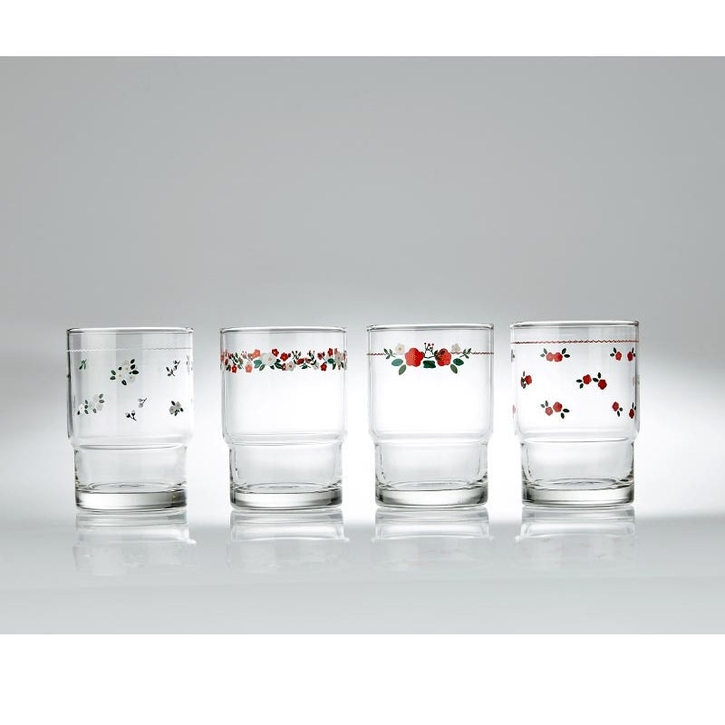 Korean L - Small Flower Garden Glass Cup 4P Set
