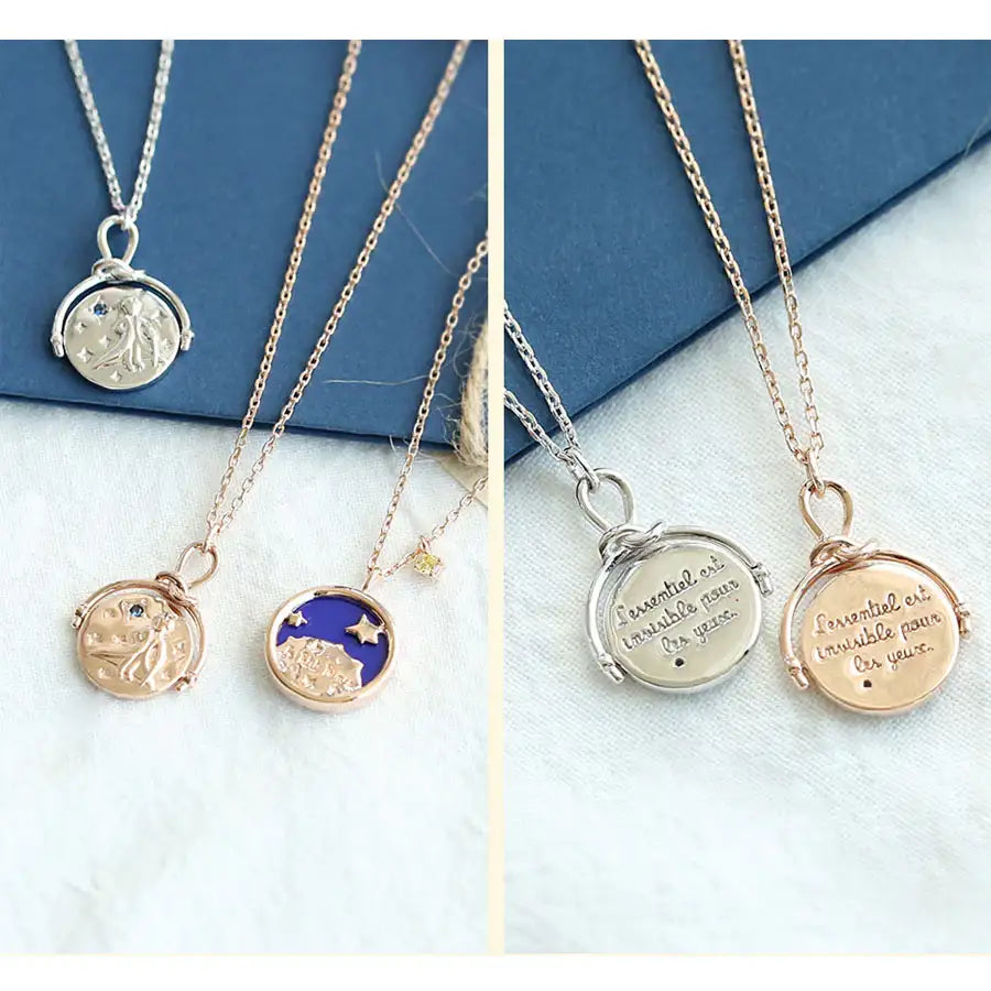 Le Petit Prince x OST - Double-sided Planet Silver Coin Necklace - OST - Accessories, Jewelry - Harumio