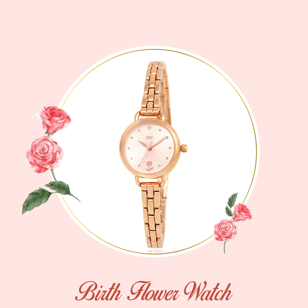 OST - Rose Flower Rose Gold Metal Watch