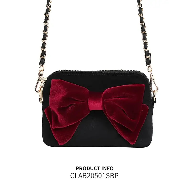 Saint Tail x Clue - Saint Velvet Ribbon Black Pouch - CLUE - Pouch - Harumio