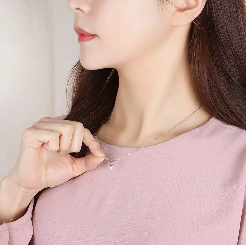 CLUE - Glossy Heart Silver Necklace - CLUE - Jewelry - Harumio
