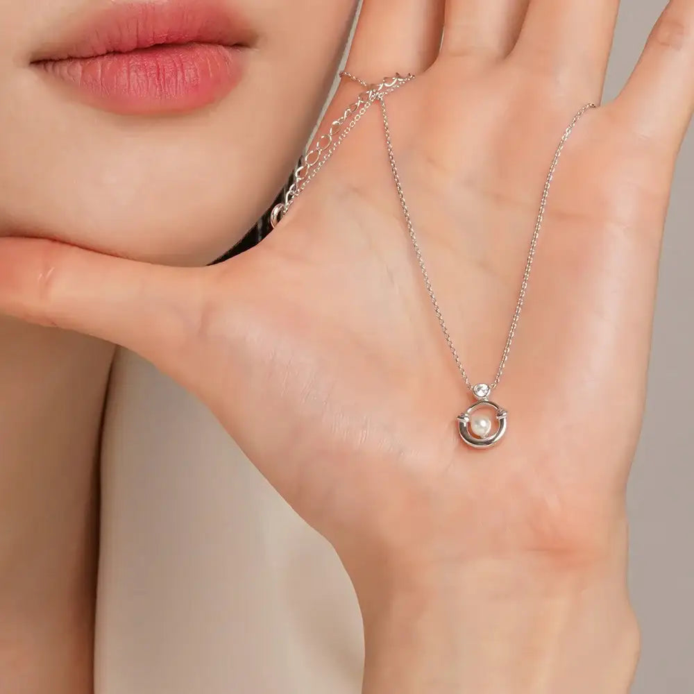 OST - Lucky Rock Horseshoe Stone Pearl Necklace - OST - Jewelry - Harumio