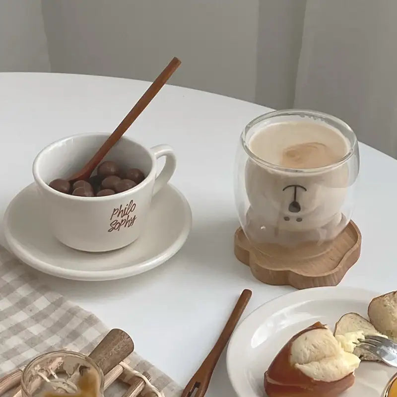 Like A Cafe - Philosophy Brown Square Cup And Saucer Set - Like A Cafe - Home & Living - Harumio