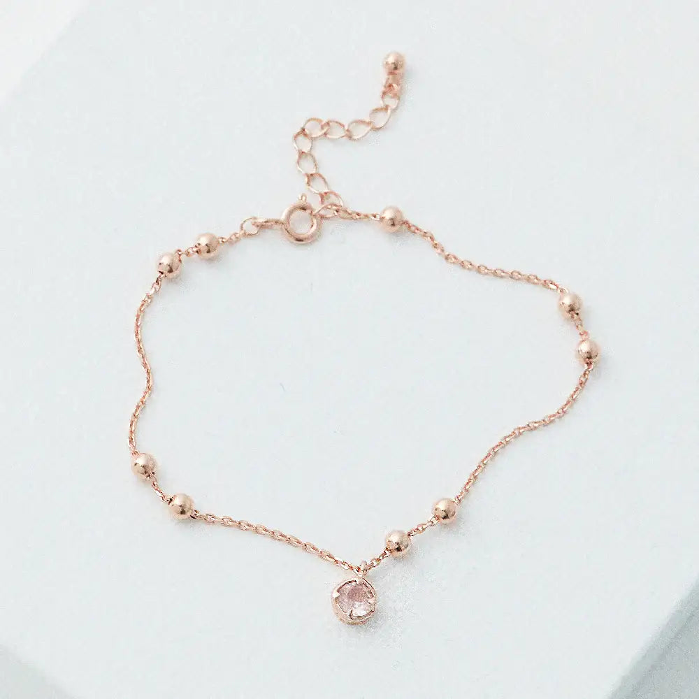CLUE - Wish Spell Natural Stone Ball Chain Silver Bracelet - CLUE - Jewelry - Harumio