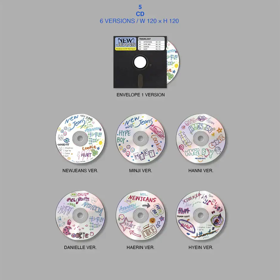 NewJeans - New Jeans : 1ST EP Album (Bluebook 6 Versions Set) - NewJeans - Album - Harumio