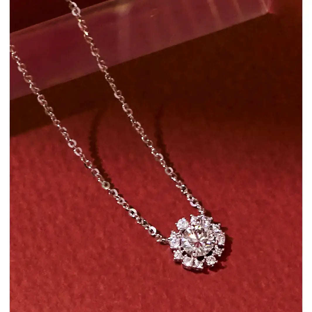 CLUE - Blue Bright Diamond Silver Necklace - CLUE - Jewelry - Harumio