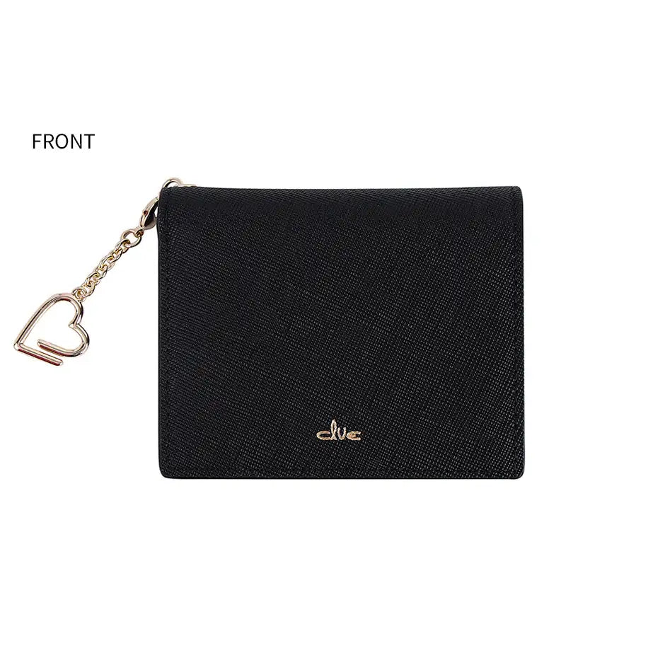 CLUE - Pastel Heart Keyring Black Short Wallet - CLUE - Accessories - Harumio