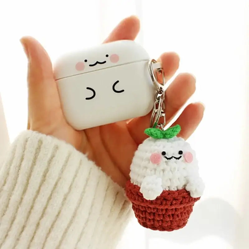 Ikmyeong - Flower Pot Hand-Knitted Bag Ring - Ikmyeong Shop - Keyrings - Harumio