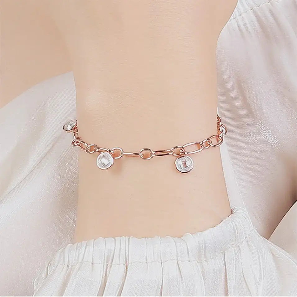 CLUE - Cubic Link Chain Rose Gold Bracelet - CLUE - Jewelry - Harumio