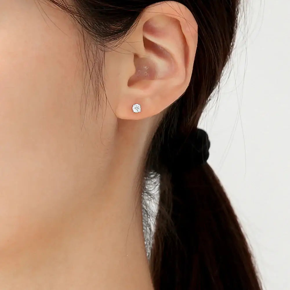 OST - Simulated Diamond 0.3ct Solitaire Ear Pierce - OST - Jewelry - Harumio