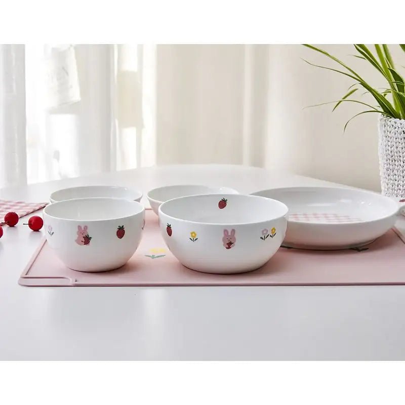Korean ON - Berry Bunny Bone China Kids Tableware 6P SET - Modern House - Tableware Set - Harumio