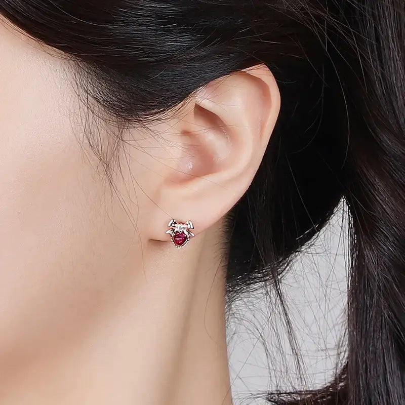 Saint Tail x Clue - Ribbon Heart Silver Earring - CLUE - Jewelry - Harumio