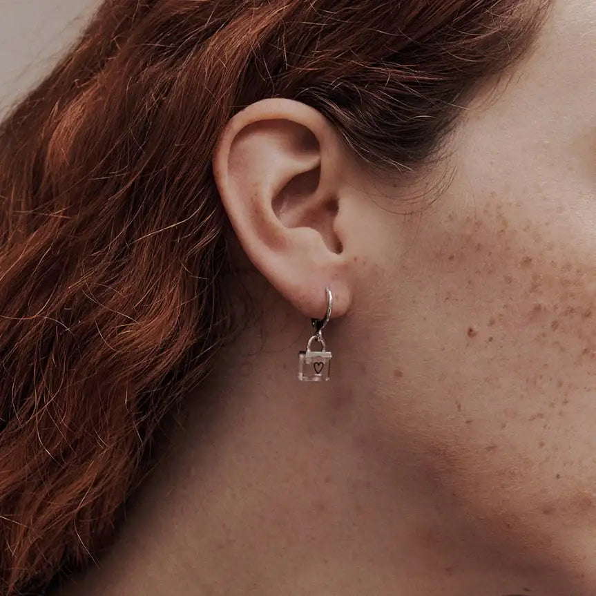 OST - Transparent Alphabet Lock One Touch Earrings - OST - Jewelry - Harumio