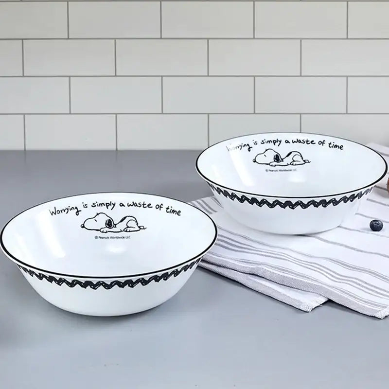 Corelle x Peanuts - Snoopy and Charlie - Noodle Bowl 2P Set - Modern House - Tableware - Harumio