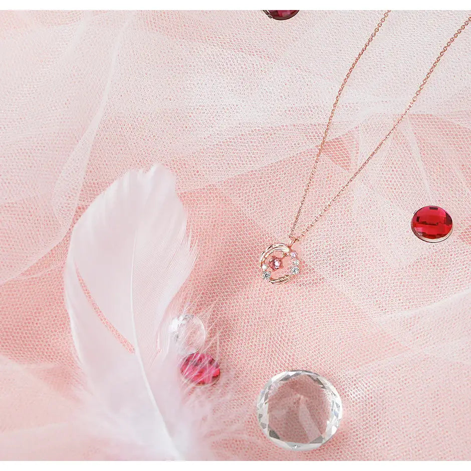 CLUE - Good Fortune January Feather Silver Necklace - CLUE - Jewelry - Harumio