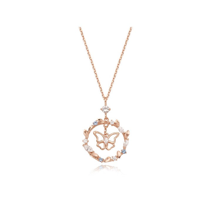 CLUE - Laurel Circular Butterfly Rose Gold Necklace