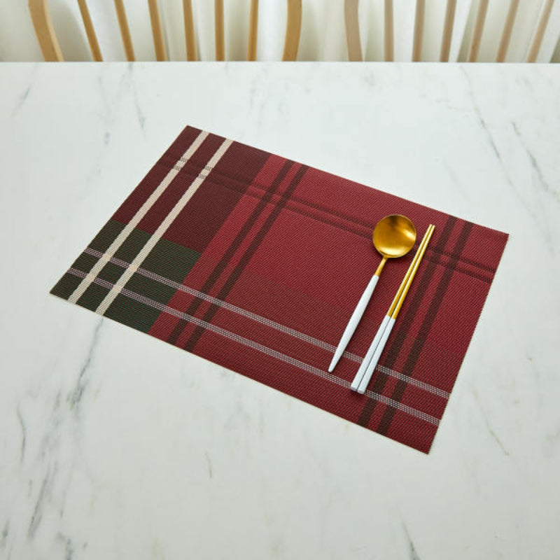 Korean Red Check - Table Mat 4P Set