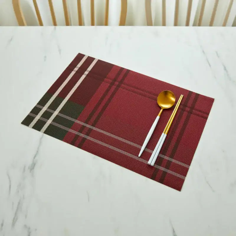 Korean Red Check - Table Mat 4P Set - Modern House - Home & Living - Harumio