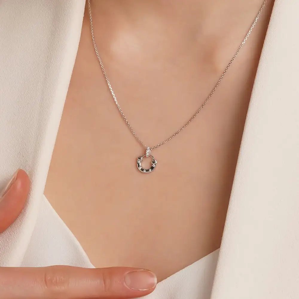 OST - Lucky Rock Horseshoe Stone Silver Necklace - OST - Jewelry - Harumio