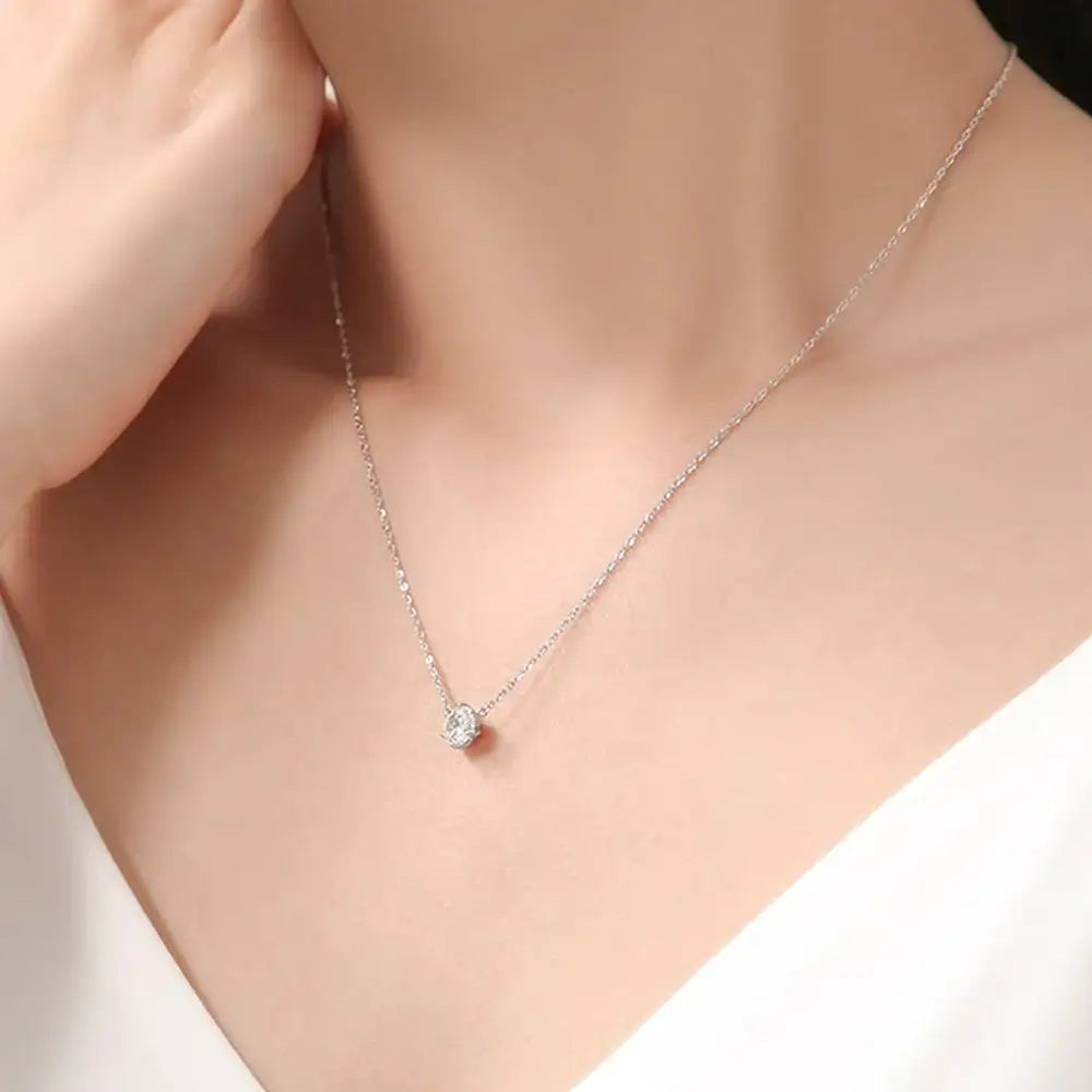 OST - Simulated Diamond 1ct Solitaire Women's Necklace - OST - Jewelry - Harumio