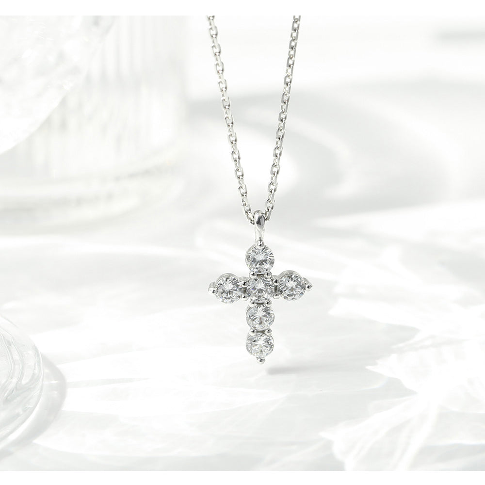 OST - Simulated Diamond 0.3ct Cross Necklace