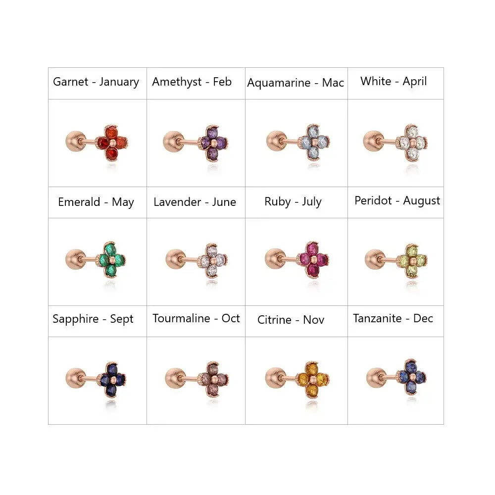CLUE - Blossom 14K Yellow Gold Ear Pierce (Birthstone) - CLUE - Jewelry - Harumio