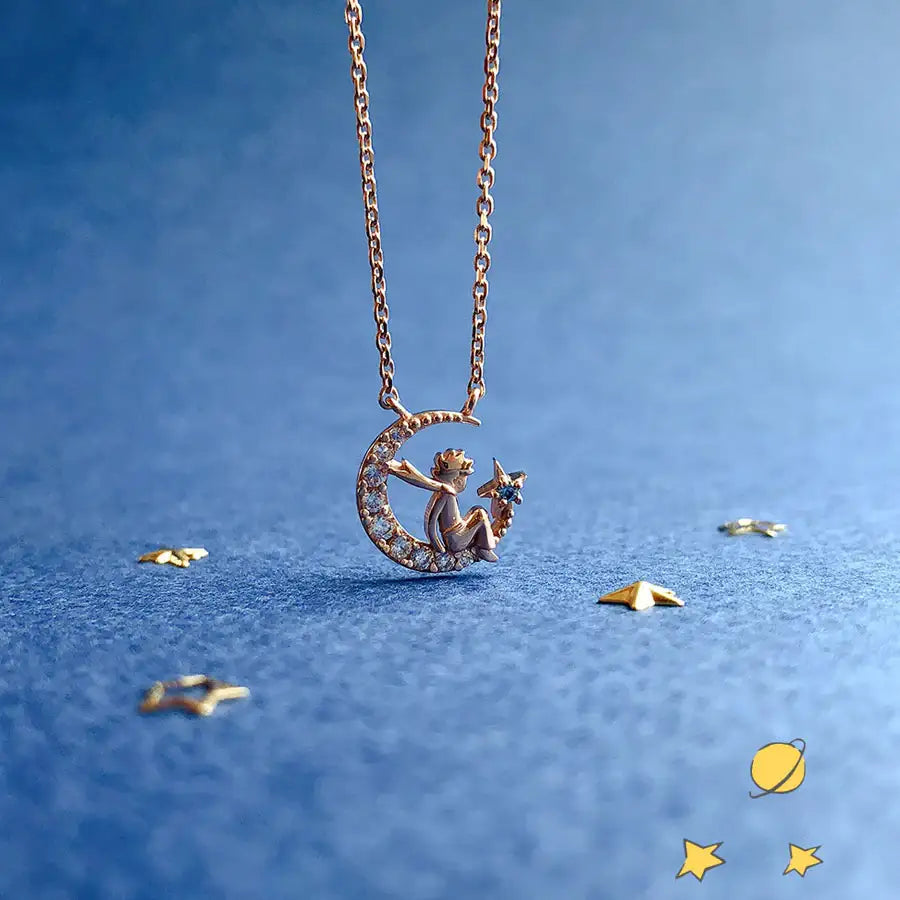 Le Petit Prince x OST - Le Petit Prince with The Moonlight Rose Gold Necklace - OST - Accessories, Jewelry - Harumio