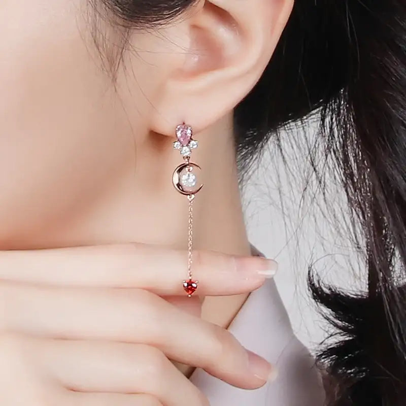 Saint Tail x Clue - Moon Silhouette Silver Earring - CLUE - Jewelry - Harumio