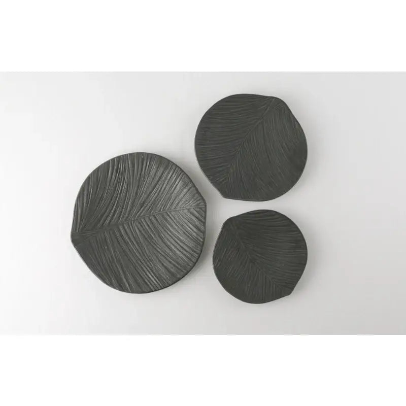 Chaora - Black Leaf Round Plate - Chaora - Tableware - Harumio