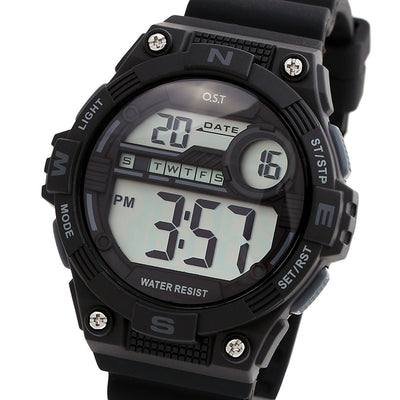 OST - Water Resistant Black Digital Watch