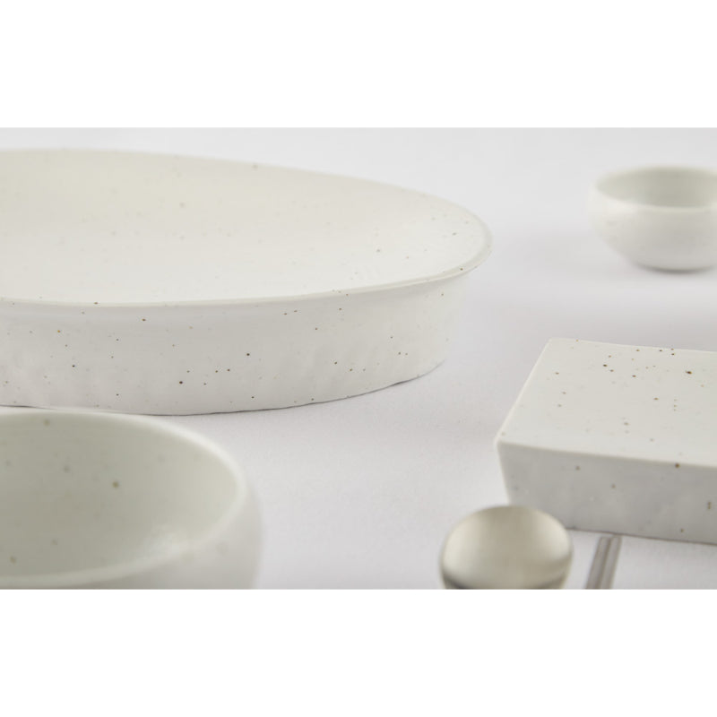 Chaora - Matte White Porcelain Ellipse Compote Plate