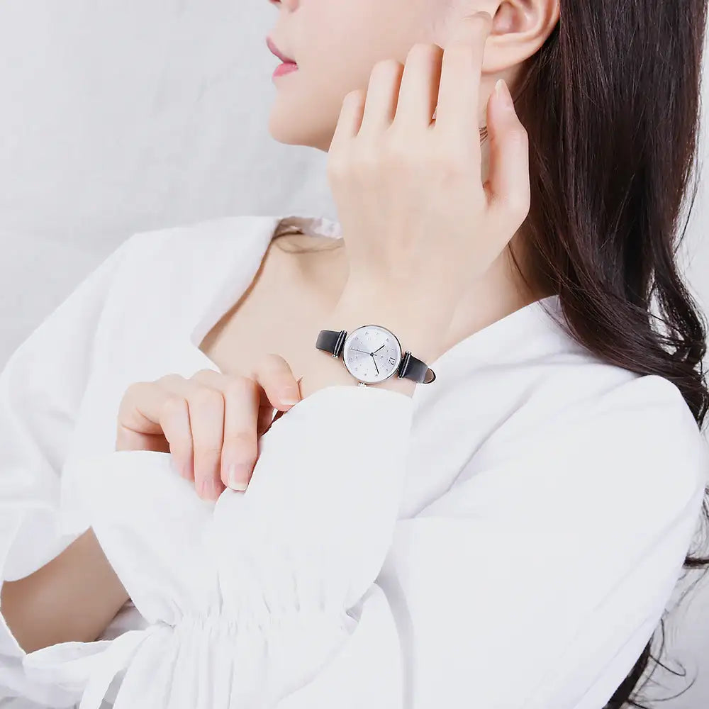 OST - Cubic Circle Black Leather Watch - OST - Jewelry - Harumio