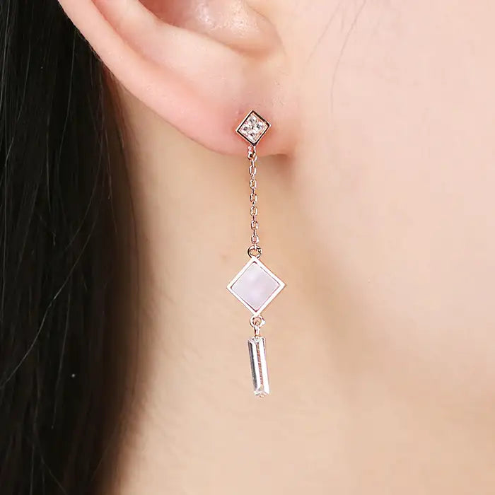 OST - Pink Mother-of-Pearl Rose Gold Drop Earrings - OST - Jewelry - Harumio