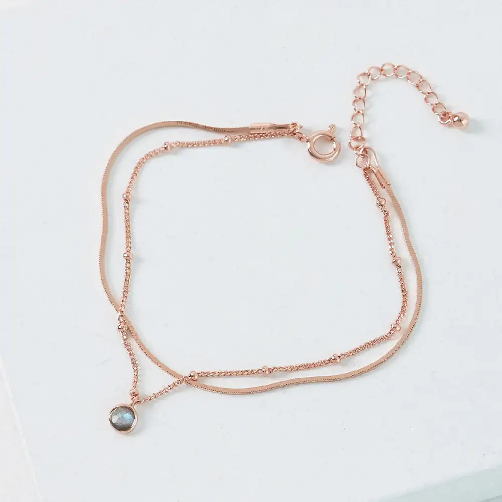 CLUE - Wish Spell Natural Stone Integrated Layered Silver Bracelet - CLUE - Jewelry - Harumio