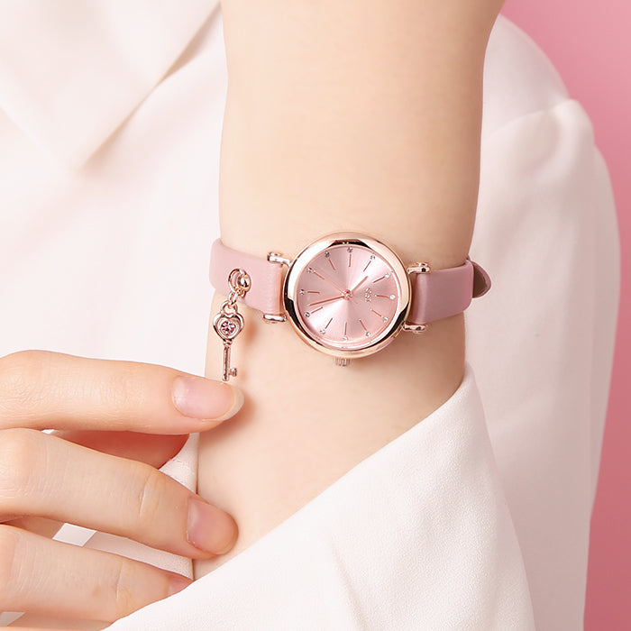 OST - Love Key Pink Leather Watch