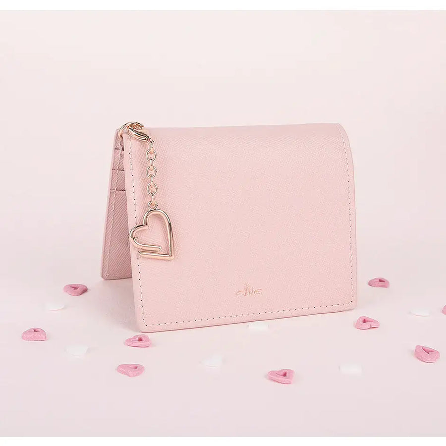 CLUE - Pastel Heart Keyring Pink Bifold Wallet - CLUE - Accessories - Harumio