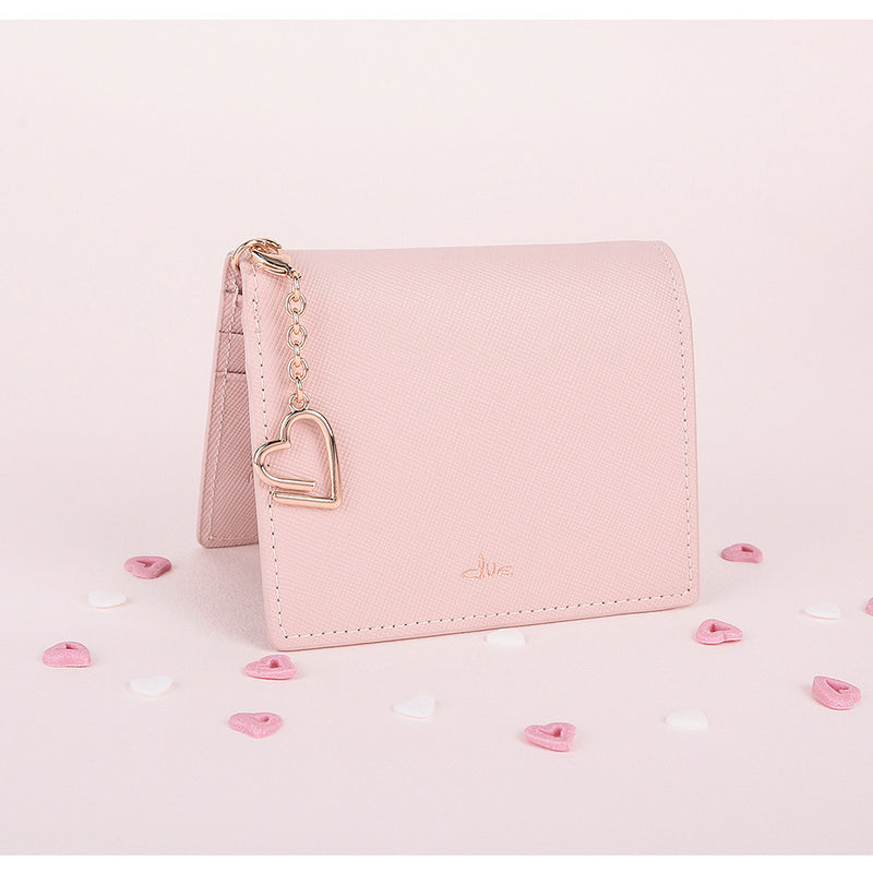 CLUE - Pastel Heart Keyring Pink Bifold Wallet