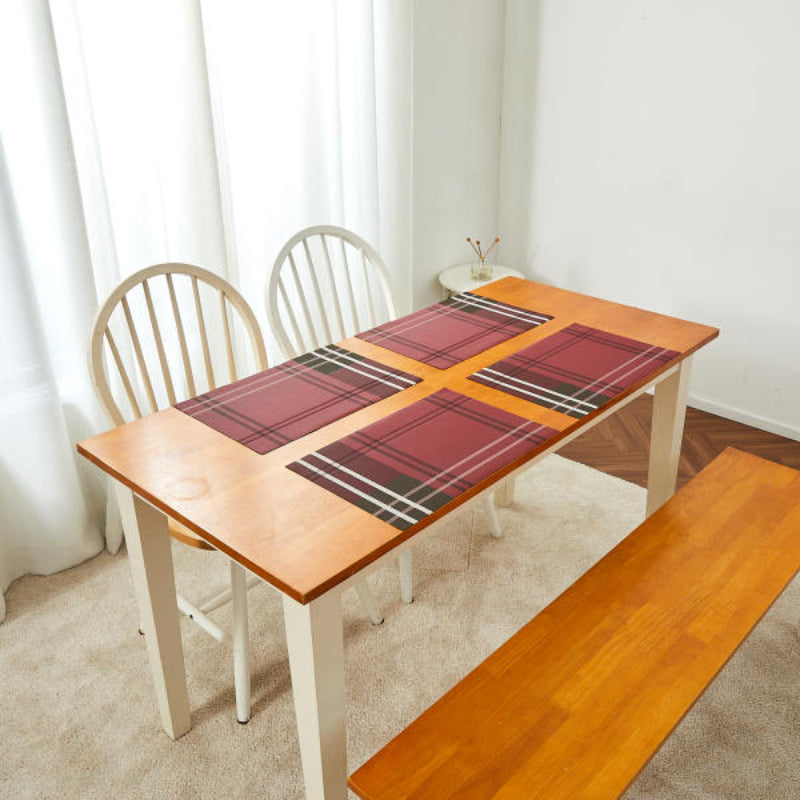 Korean Red Check - Table Mat 4P Set