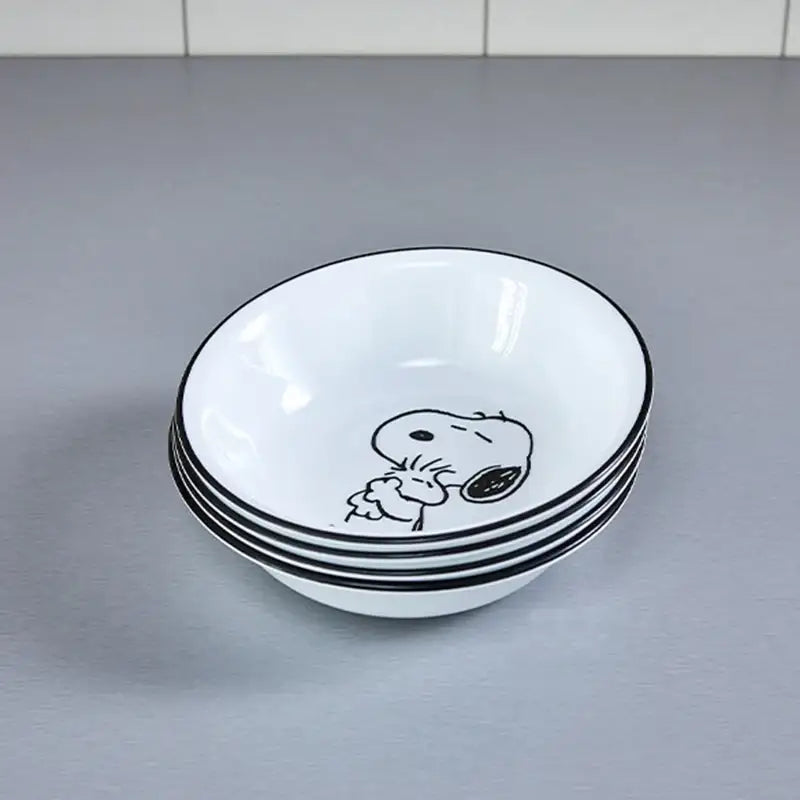 Corelle x Peanuts - Snoopy and Charlie - Front Plate 4P Set - Modern House - Tableware - Harumio