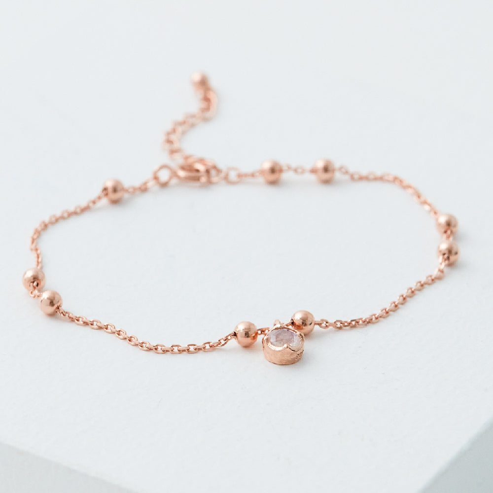 CLUE - Wish Spell Natural Stone Ball Chain Silver Bracelet