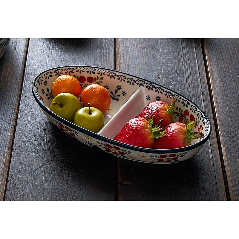 Korean Fatima - Oval Two Compartment Plate