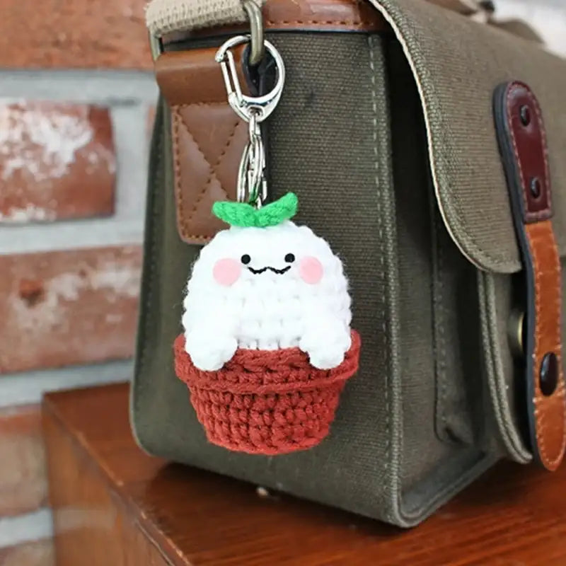 Ikmyeong - Flower Pot Hand-Knitted Bag Ring - Ikmyeong Shop - Keyrings - Harumio