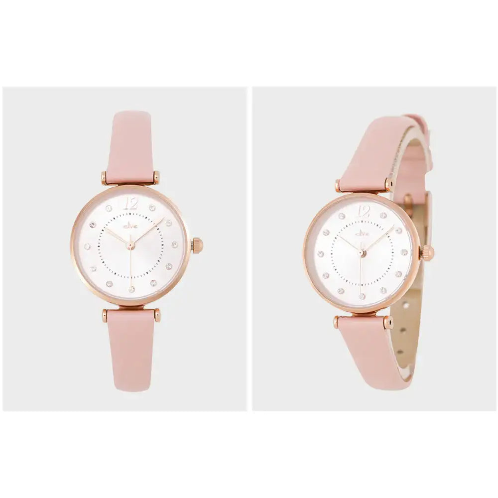CLUE - Cubic Circle Pink Leather Watch - CLUE - Watches - Harumio