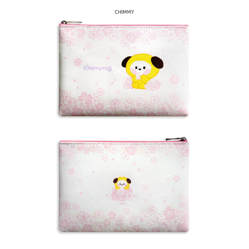 Monopoly x BT21 - Minini Flat PU Pouch - Cherry Blossom