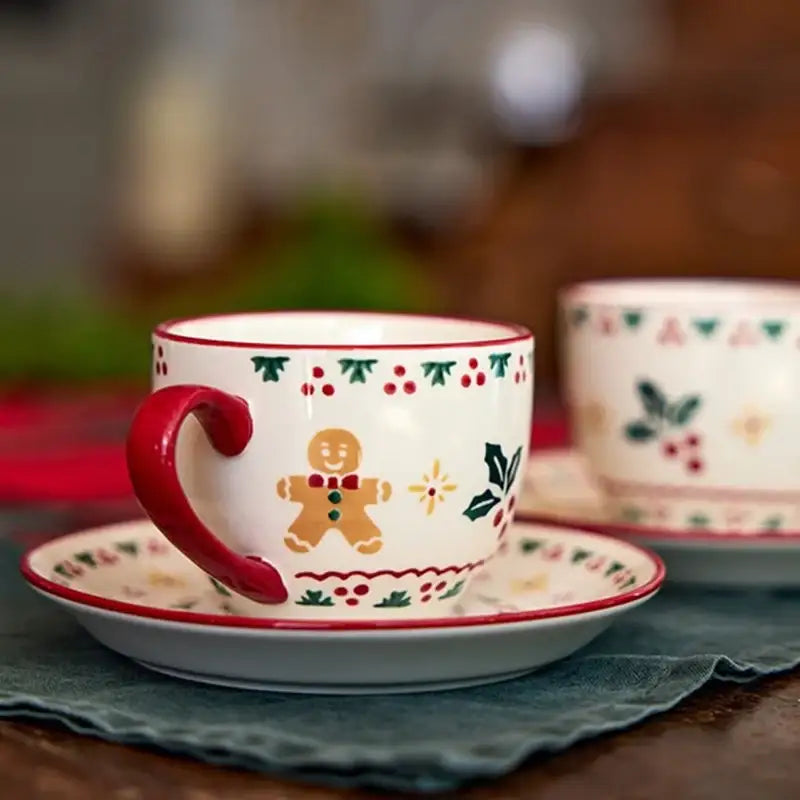 Korean Christmas Village - Cup and Saucer 2 Set - Modern House - Cup & Saucer Set - Harumio