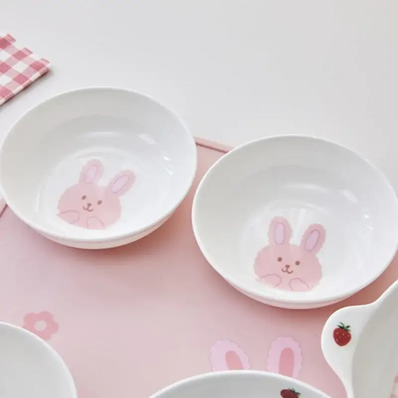 Korean ON - Berry Bunny Bone China Kids Tableware 6P SET - Modern House - Tableware Set - Harumio