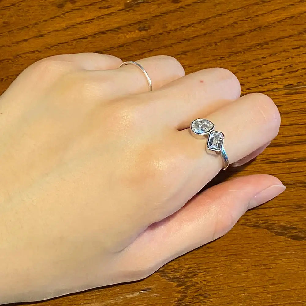 OST - Square Waterdrop Silver Ring - OST - Jewelry - Harumio