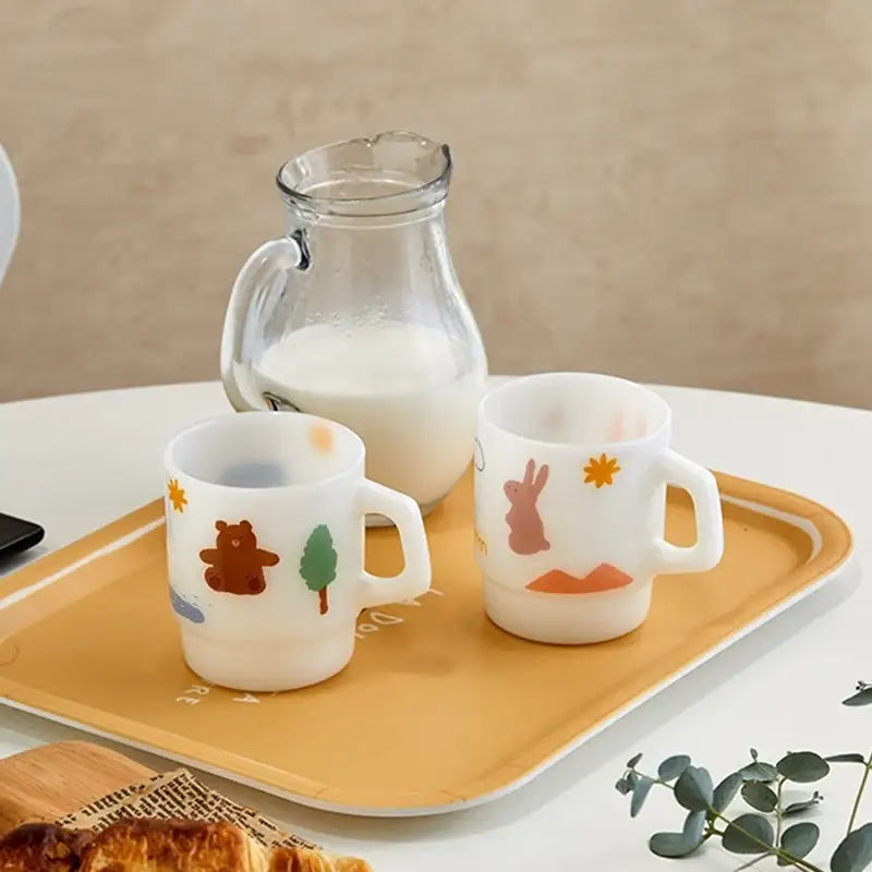 Korean Little Buddy - Milk Glass Mug - Modern House - Mugs - Harumio